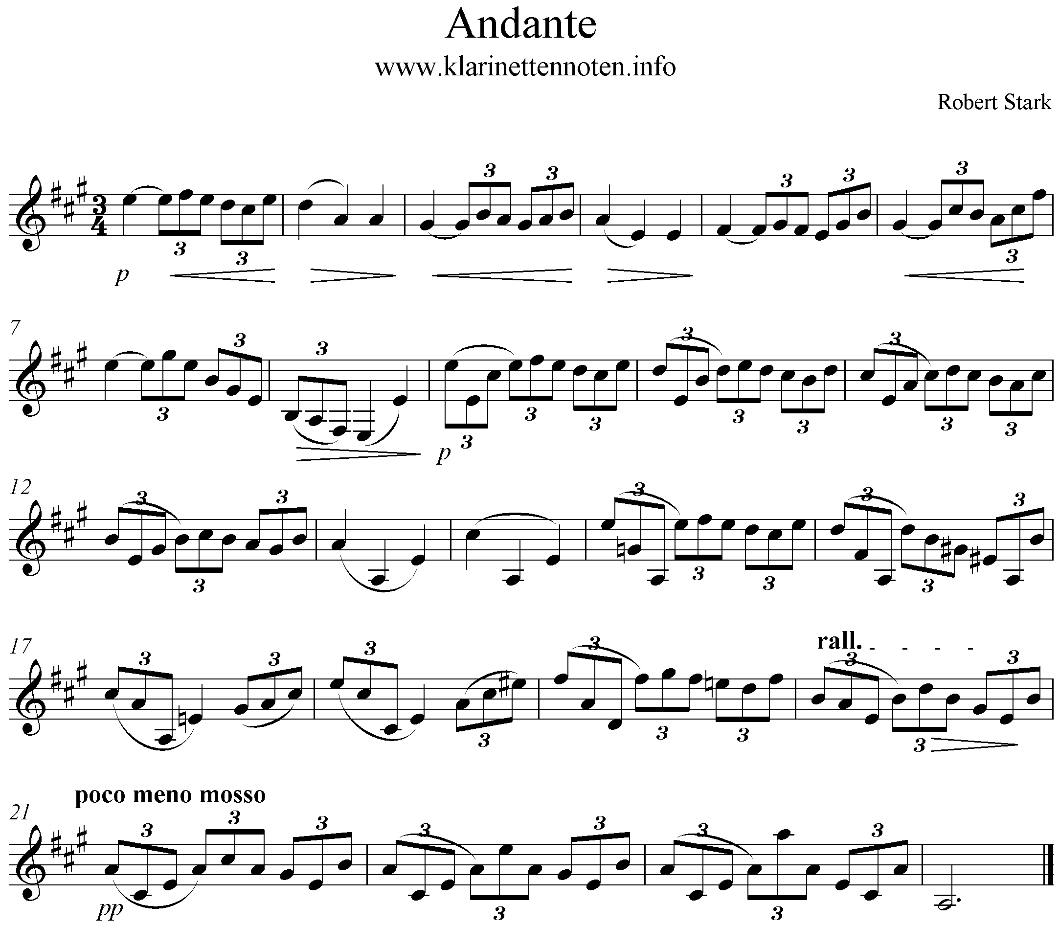 Stark Clarinet Etude Andantino
